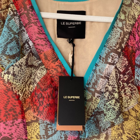 Multicolor V-Neck Mini Dress - Picture 6 of 10